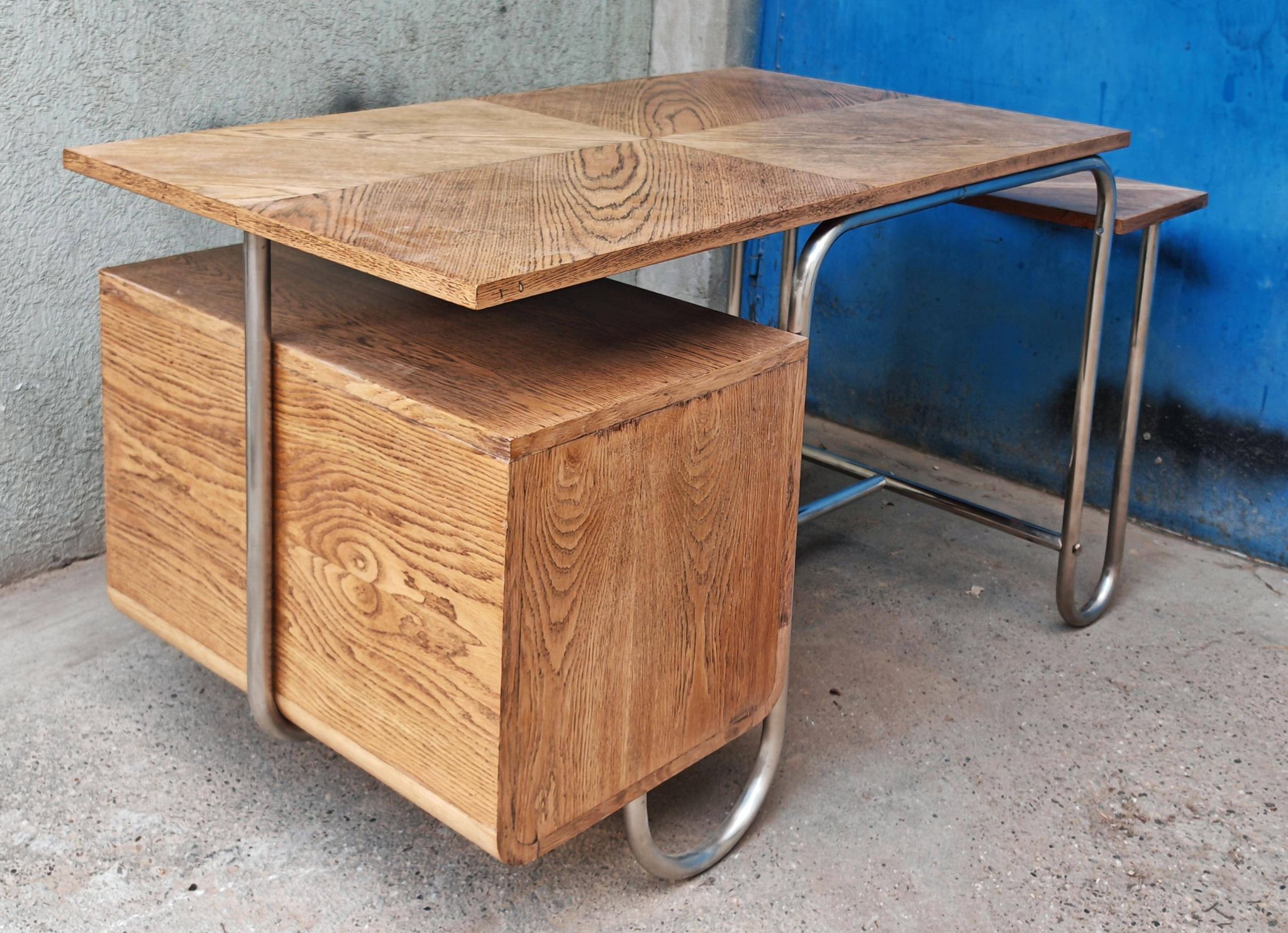 Bureau Bauhaus in ash veneer and tubular steel by Andre Lurcat