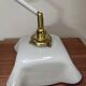 Vintage wall light in white opaline with blue edging