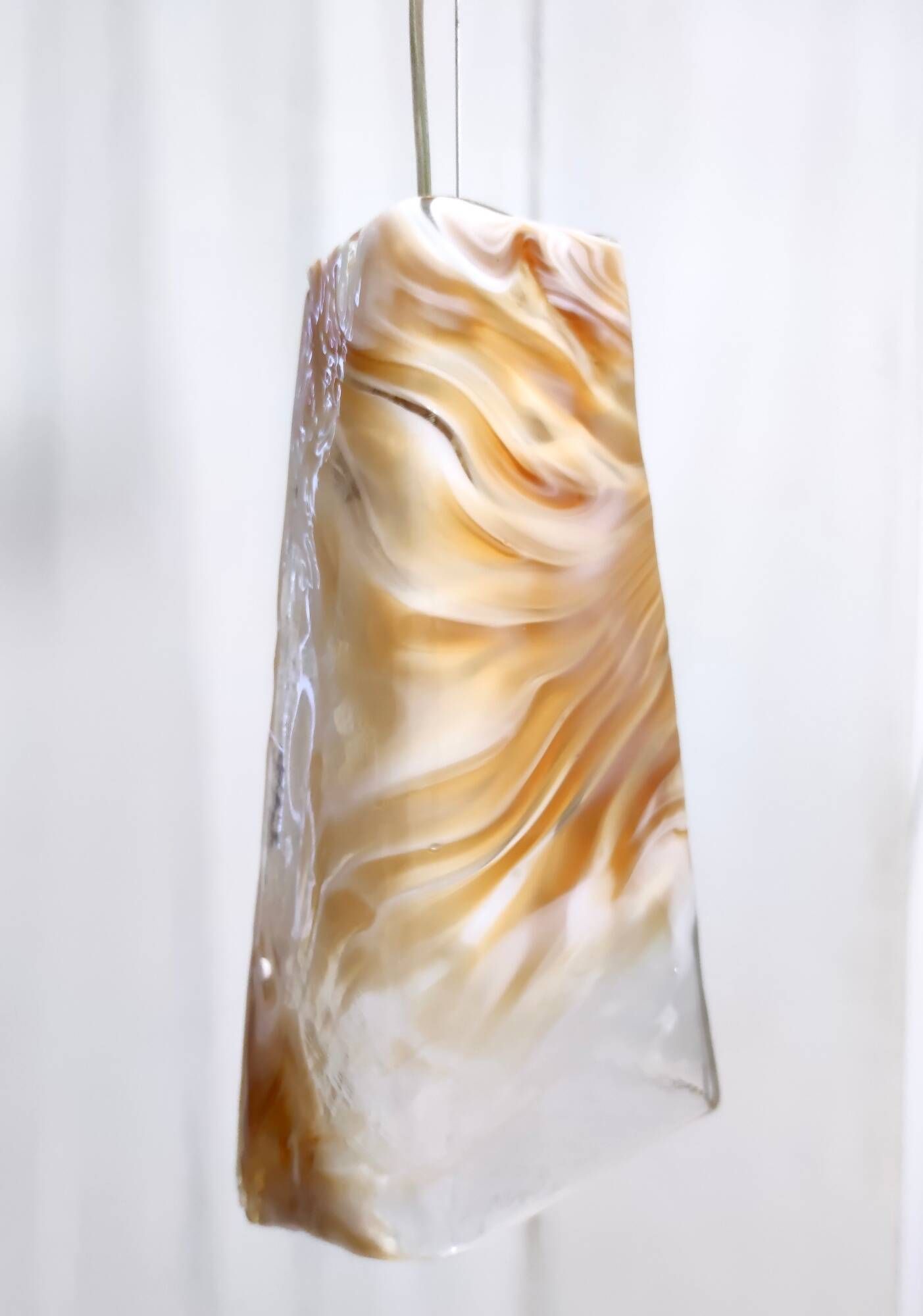 Postmodern Orange Murano Glass and Brass Pendant by La Murrina, Italy, 1980