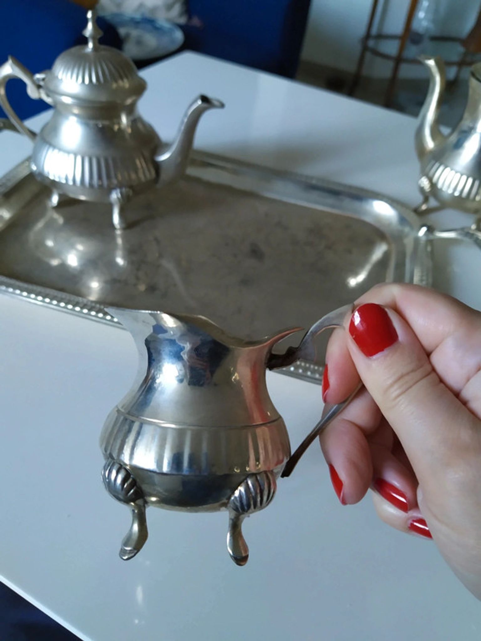 Silver metal coffee set