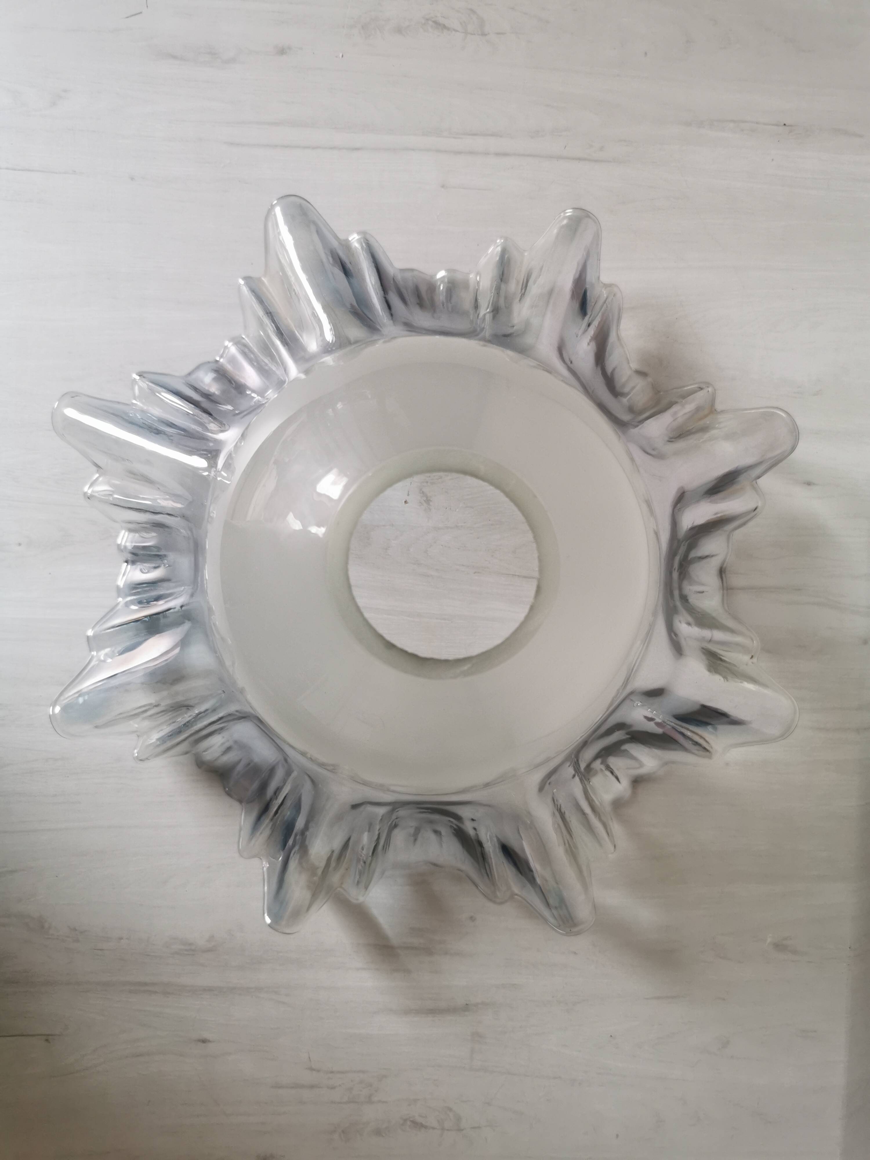 Iridescent glass/silver lamp tulip