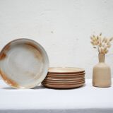 Series of 9 vintage stoneware plates by Les Poteries du Marais, France