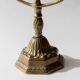 Vintage brass candlestick from the 1950s, seven-branched menorah with ornamental decoration.