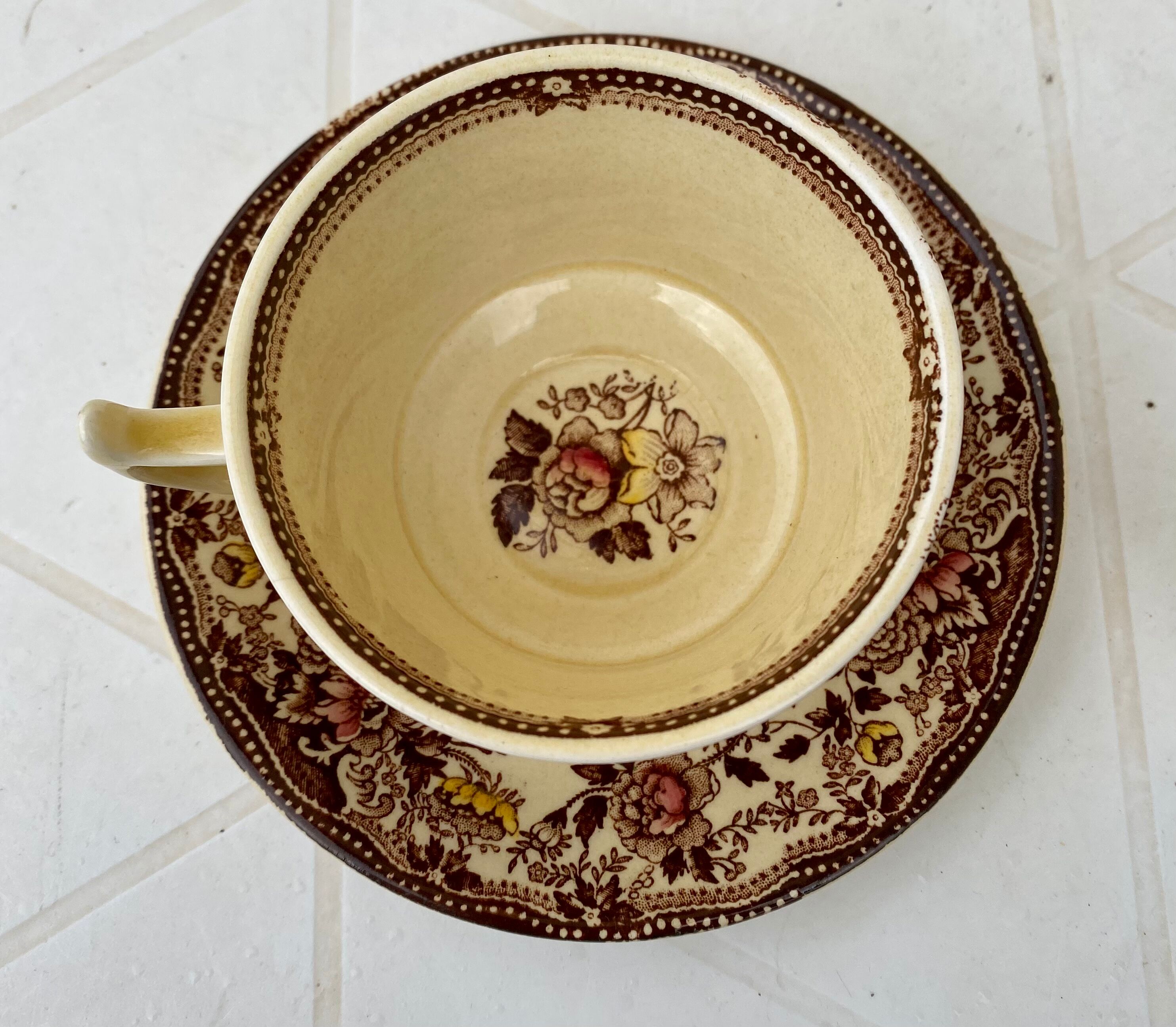 Tonquin Staffordshire cup and saucer