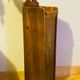 1980s solid wood bread bin decorated with a golden wheat sheaf
