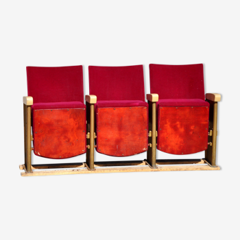 Banquette 3 fauteuils cinéma vintage