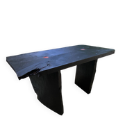Table basse bois brûlé