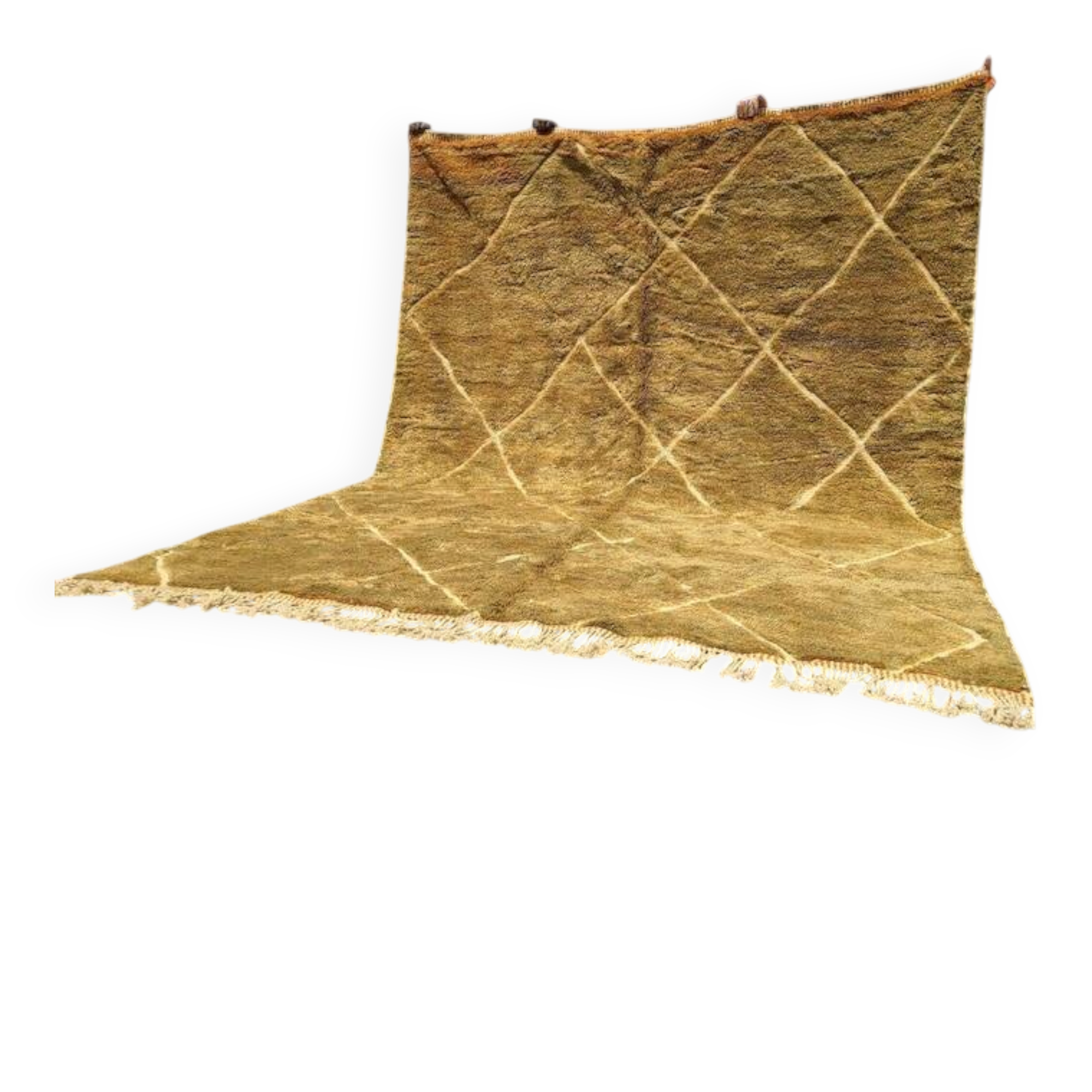 Large ochre and mustard Moroccan Mrirt rug 350x300 cm – diamond pattern