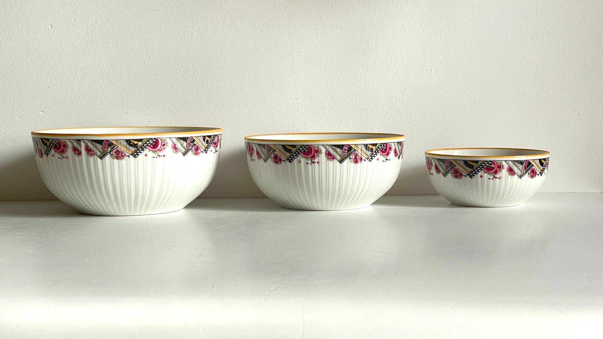 SALAD BOWLS Porcelain MEHUN Art Deco Decor