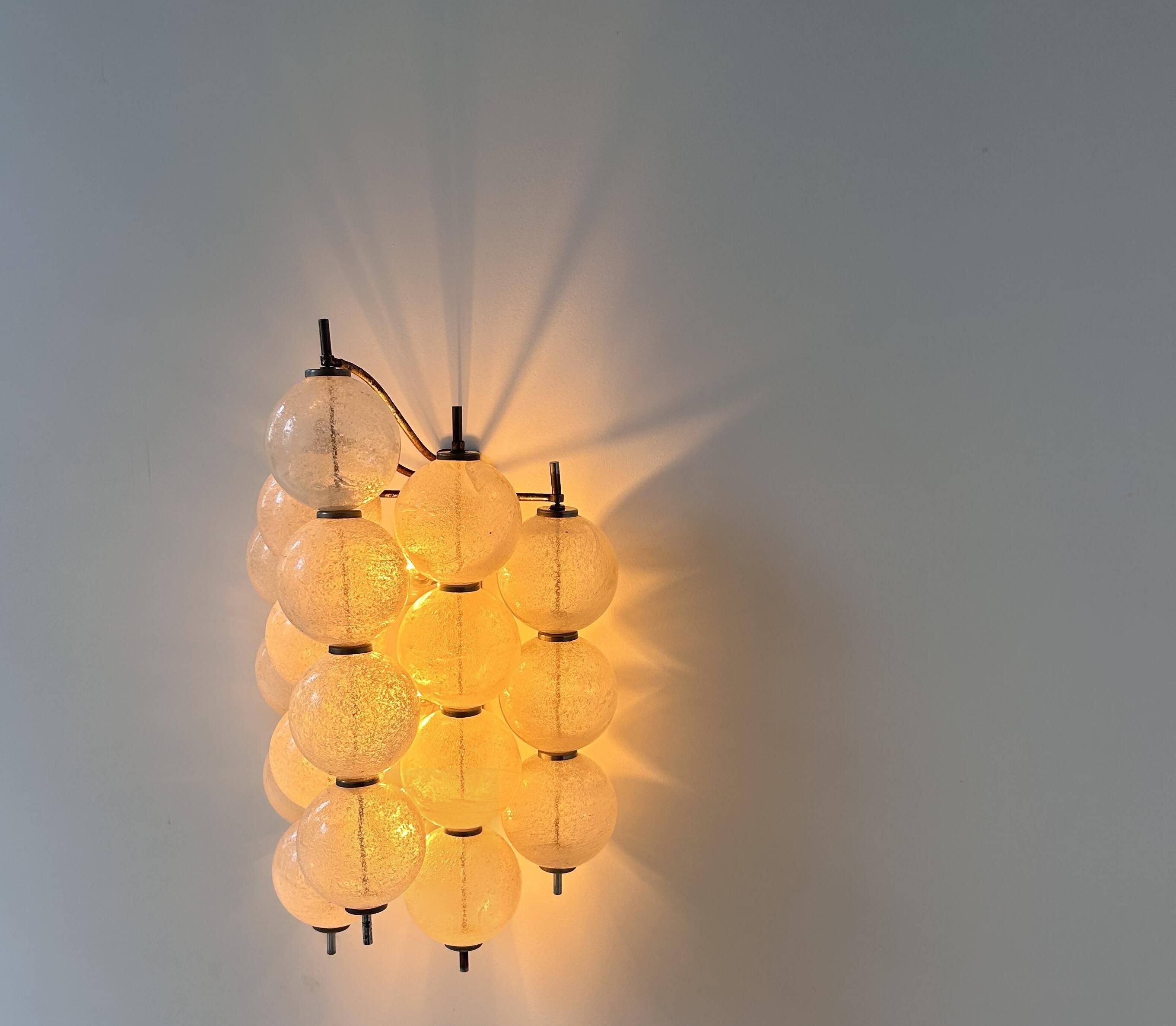 Vintage "Sterrenbeeld" wall lamp, Murano bubbled glass, Raak Netherlands 1960