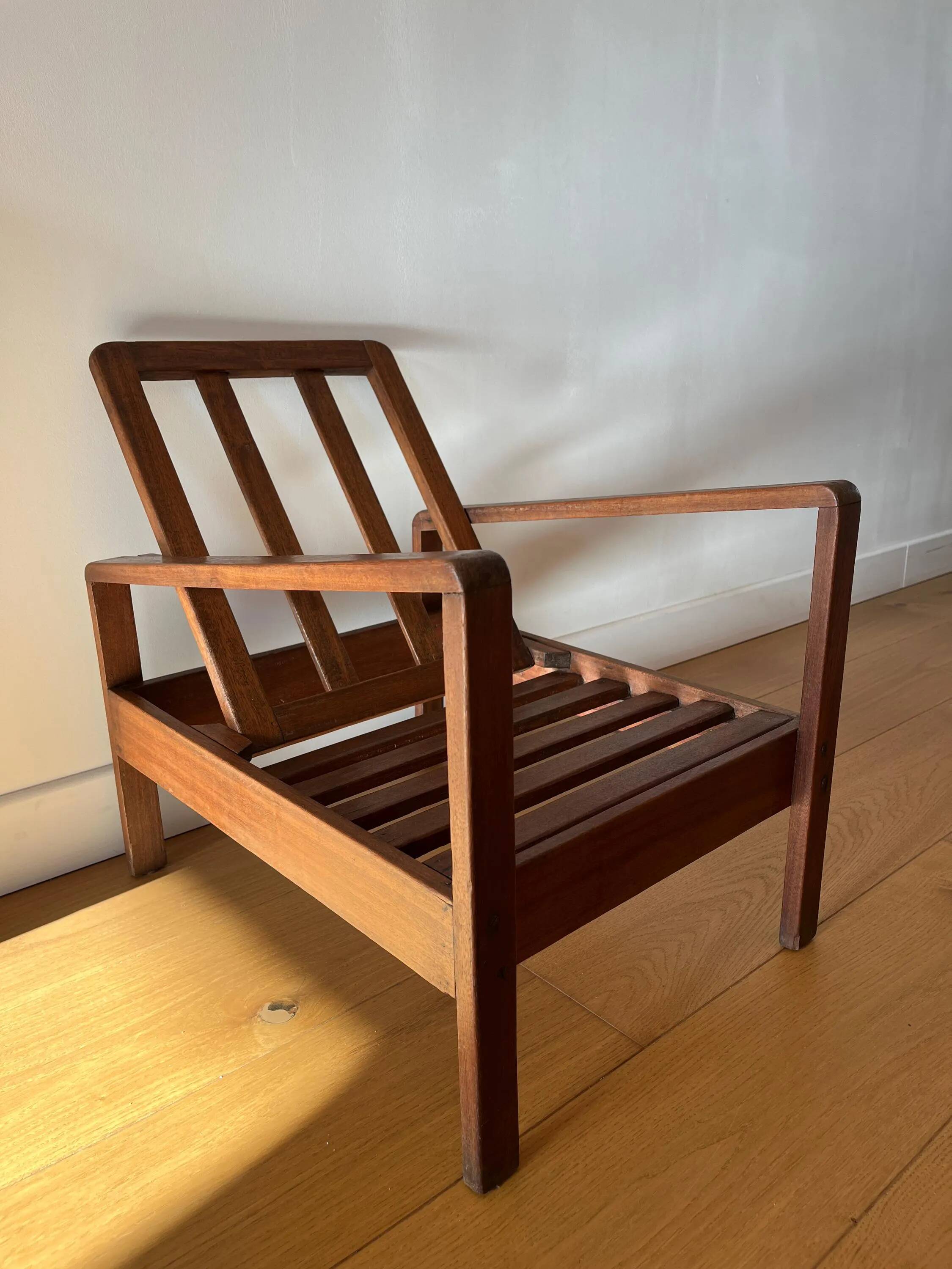 Vintage wooden armchair for children 1960