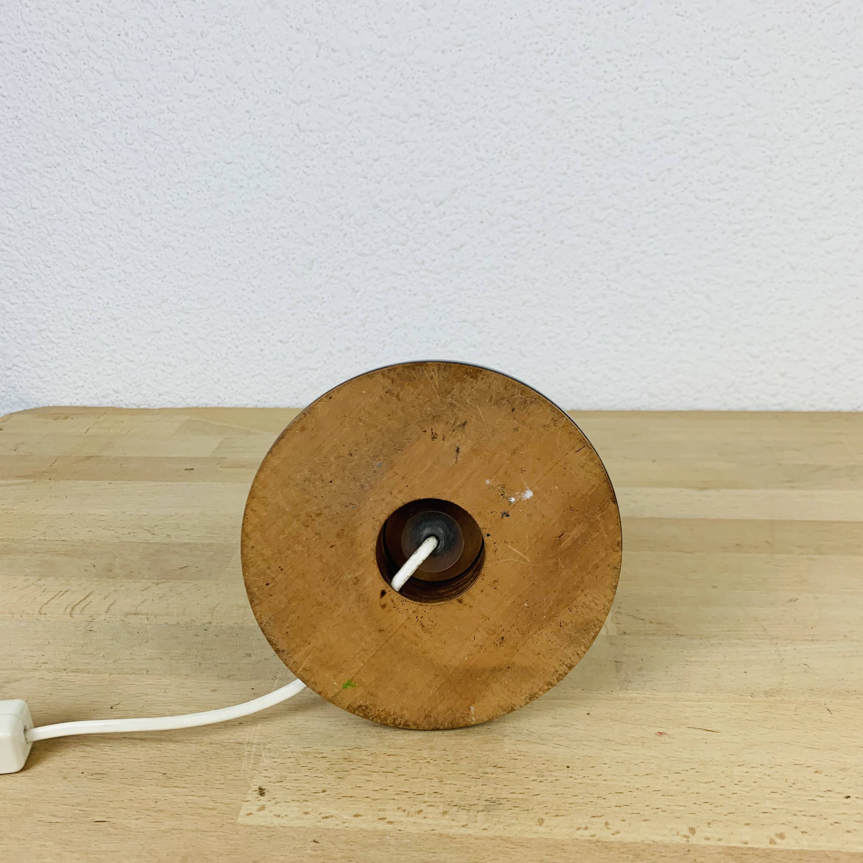 Black turned wood lamp seventies flower lampshade