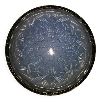 Plateau verre bleu ART DECO, Minerve