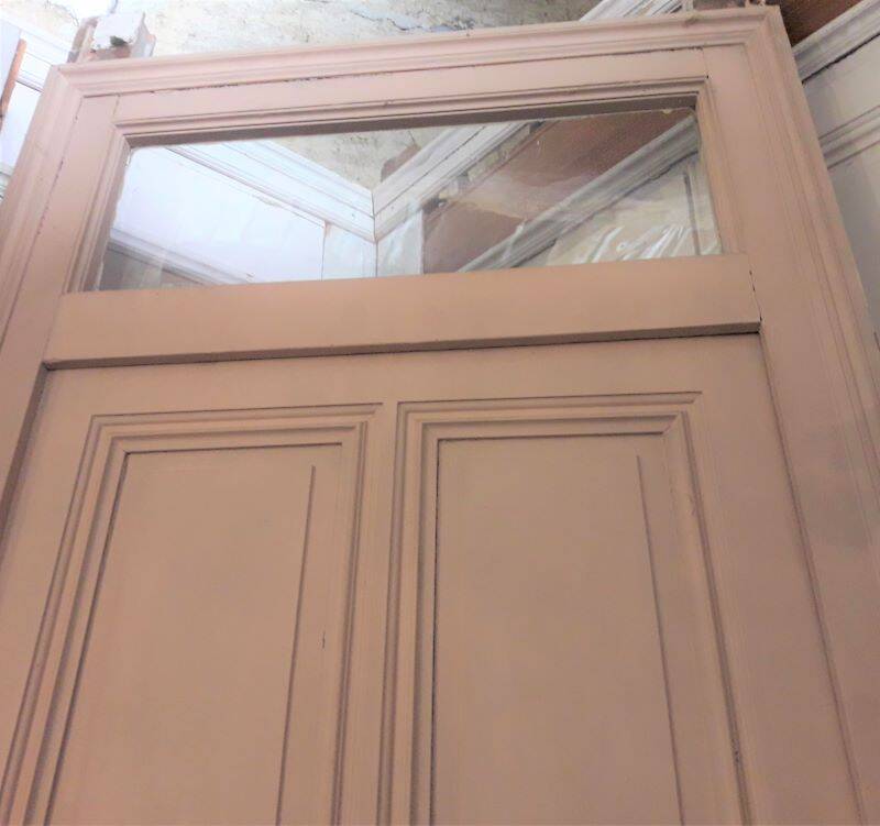 Haussmannian door 83x220 with old glazed transom frame 102x300 chassis