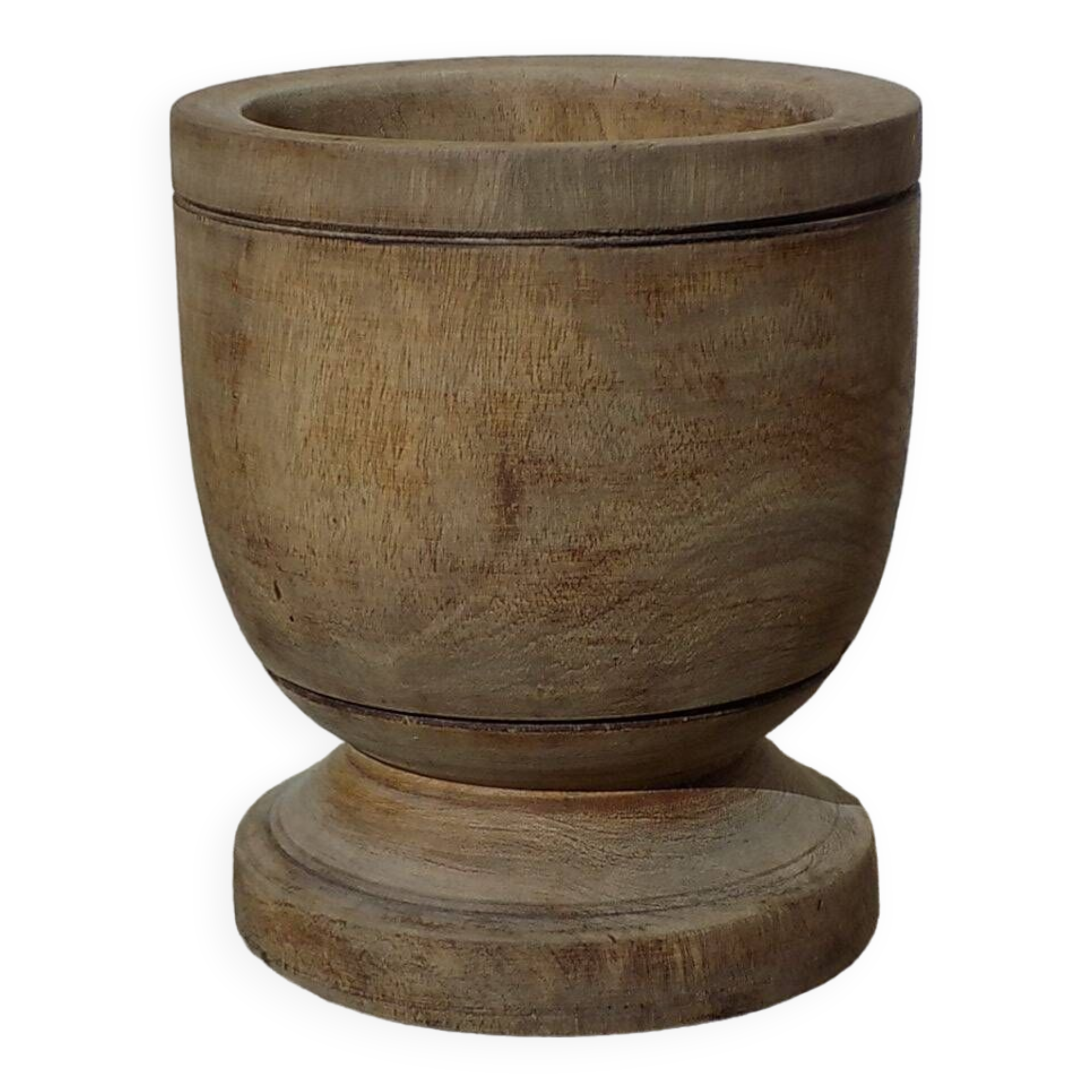 Turned solid wood plant pot
