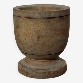 Turned solid wood plant pot