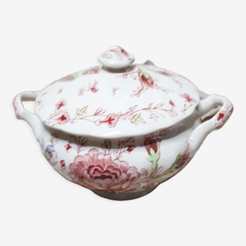 Sucrier en faience anglaise Johnson Bros Chintz Rose Made in England