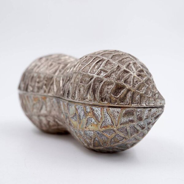 Boîte à cacahuètes vintage en métal argenté par F.B. Rogers - Années 1960