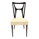 Set of Six Ebonized Beech Dining Chairs with Ivory Skai Upholstery, Italy