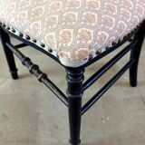 Napoleon III chair in blackened wood and gray cotton