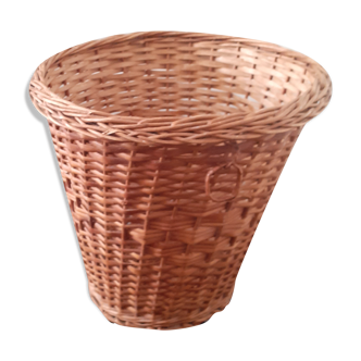 Corbeille à papier ou cache pot en rotin