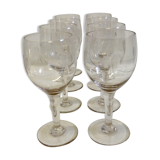 Set of 6 old glass carved Crystal