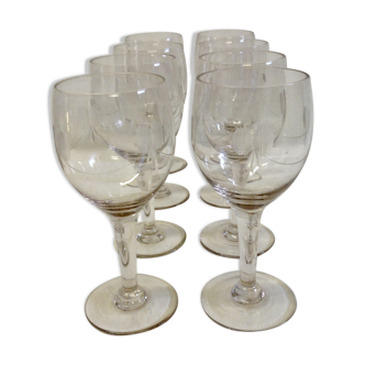 Set of 6 old glass carved Crystal