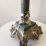 Lampe à pétrole fin xixème siècle montée sur colonne corinthienne.
