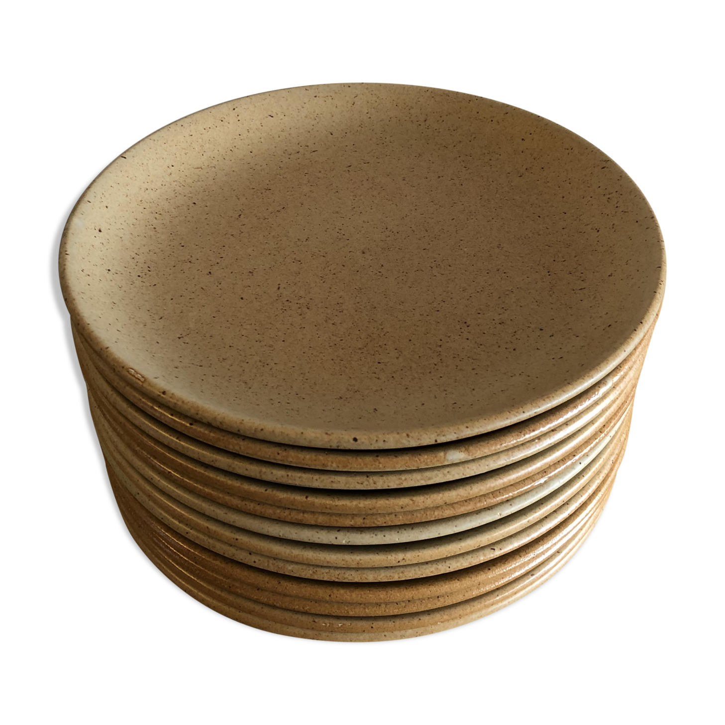 Suite de 12 assiettes plates en grès