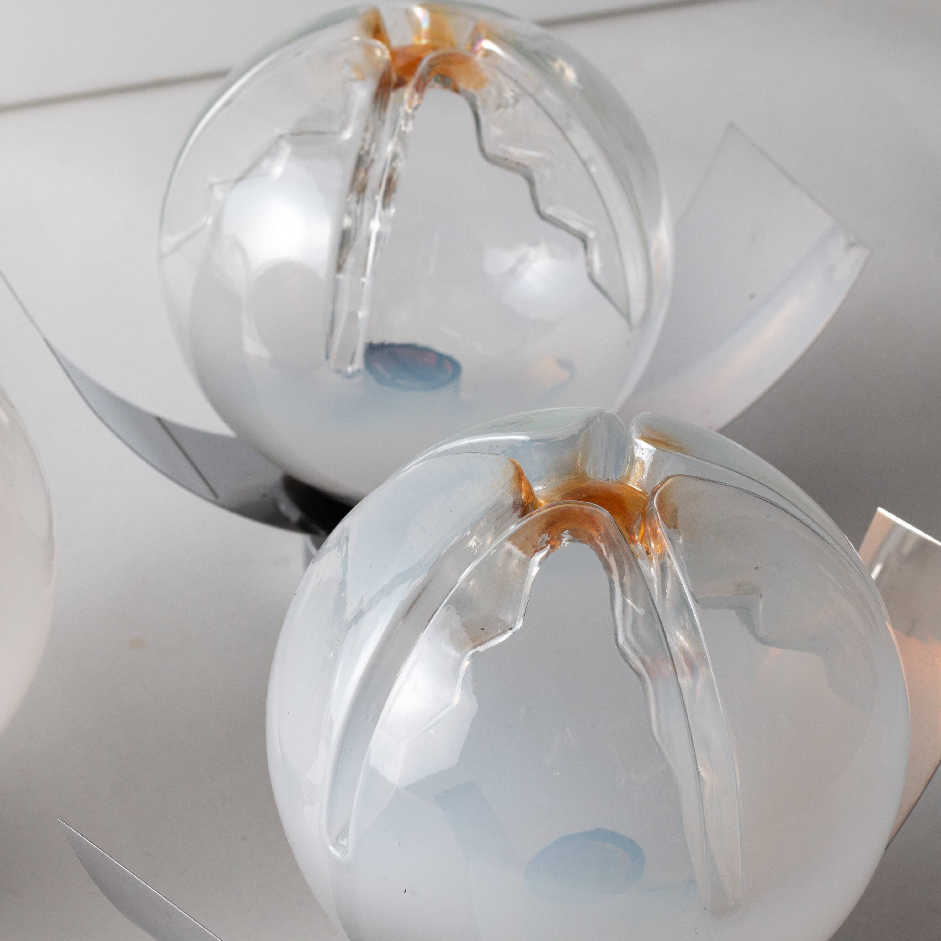 4 Mazzega Murano wall lamps vintage 1960s