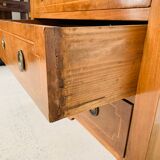 Old inlaid chest of drawers Louis XVI 3 drawers 19th