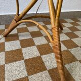 50s rattan plant stand floor lamp