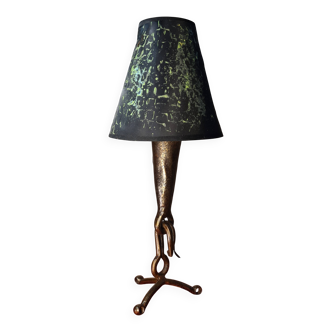 1970s forged steel brutalist style lamp