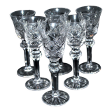 Series of 6 diamond cut crystal liqueur glasses Cristallerie Lorraine Lemberg 11cm