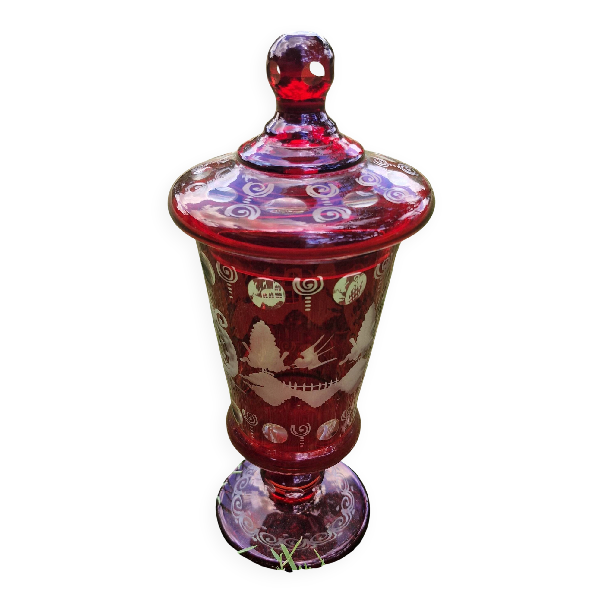 Engraved crystal vase