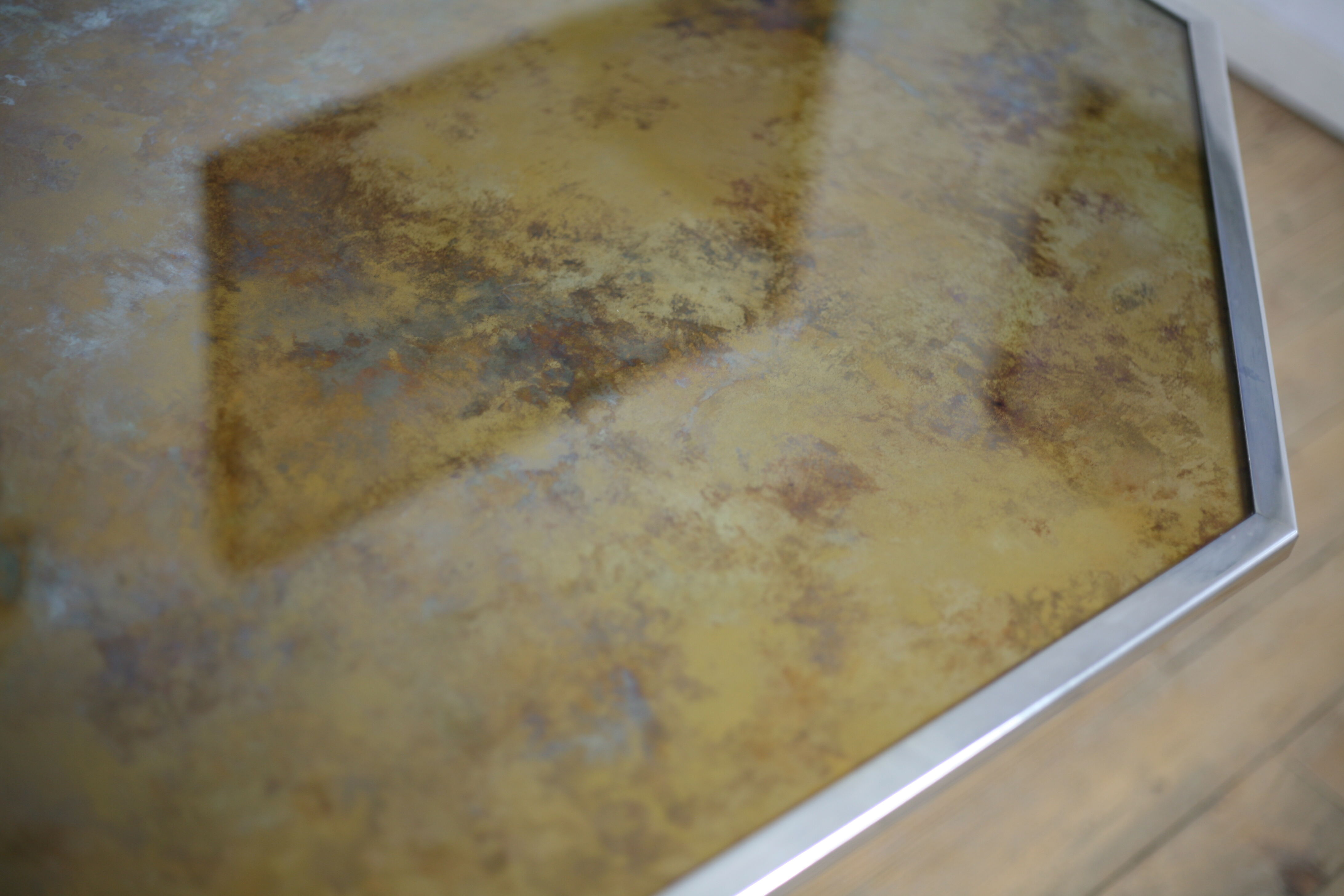 Chrome steel table and glass tray, France, circa 1970