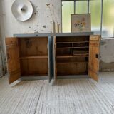 Factory blue patinated workshop furniture