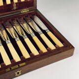 Antique Silver-Plated Fish Knives and Forks for 12 People from Sheffield, England, 1910s, Set of 24