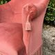 Pink velvet toad armchair