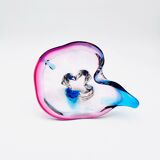 Murano Crystal Sommerso Organic Sculpture Bowl - Blue & Fuchsia