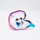 Murano Crystal Sommerso Organic Sculpture Bowl - Blue & Fuchsia