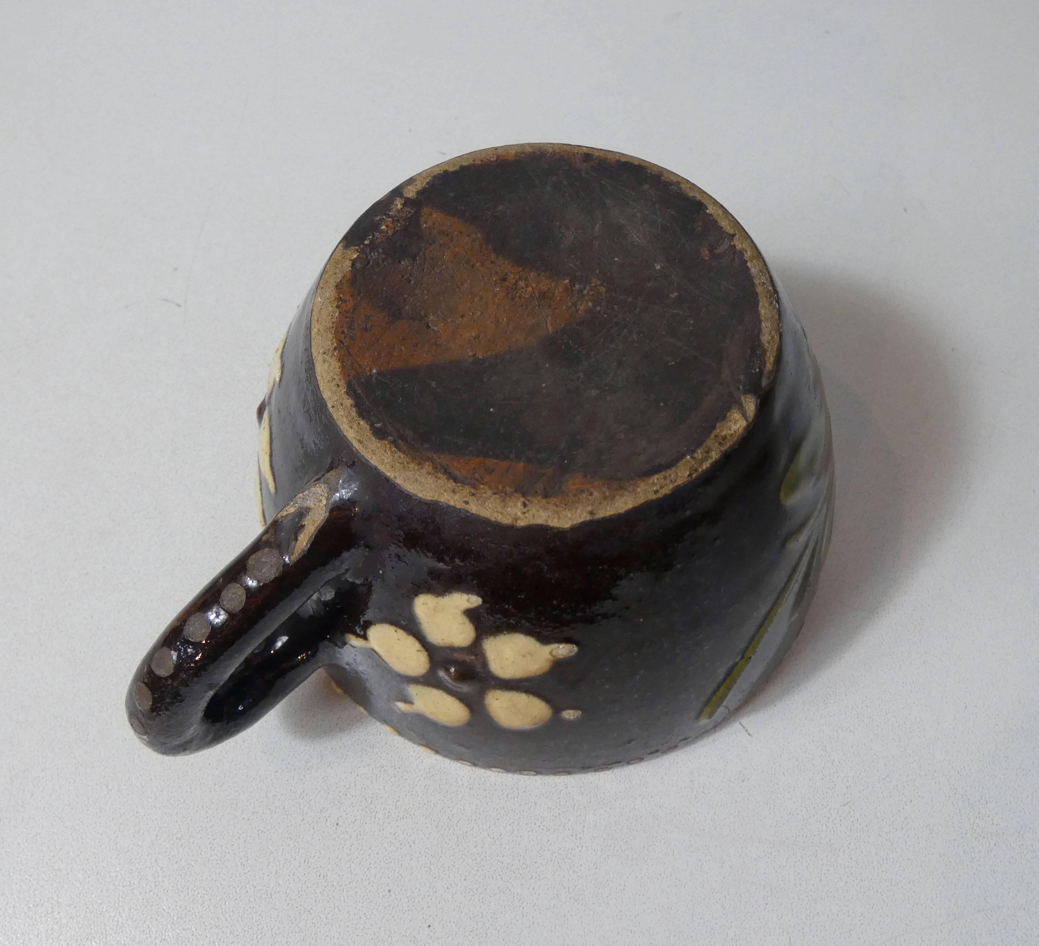 old Alsace lunch cup in glazed terracotta