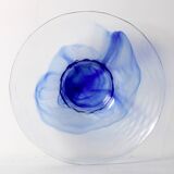 Vintage Blue Swirl Glass Fruit Bowl / Bormioli Rocco / Italy / 1990s