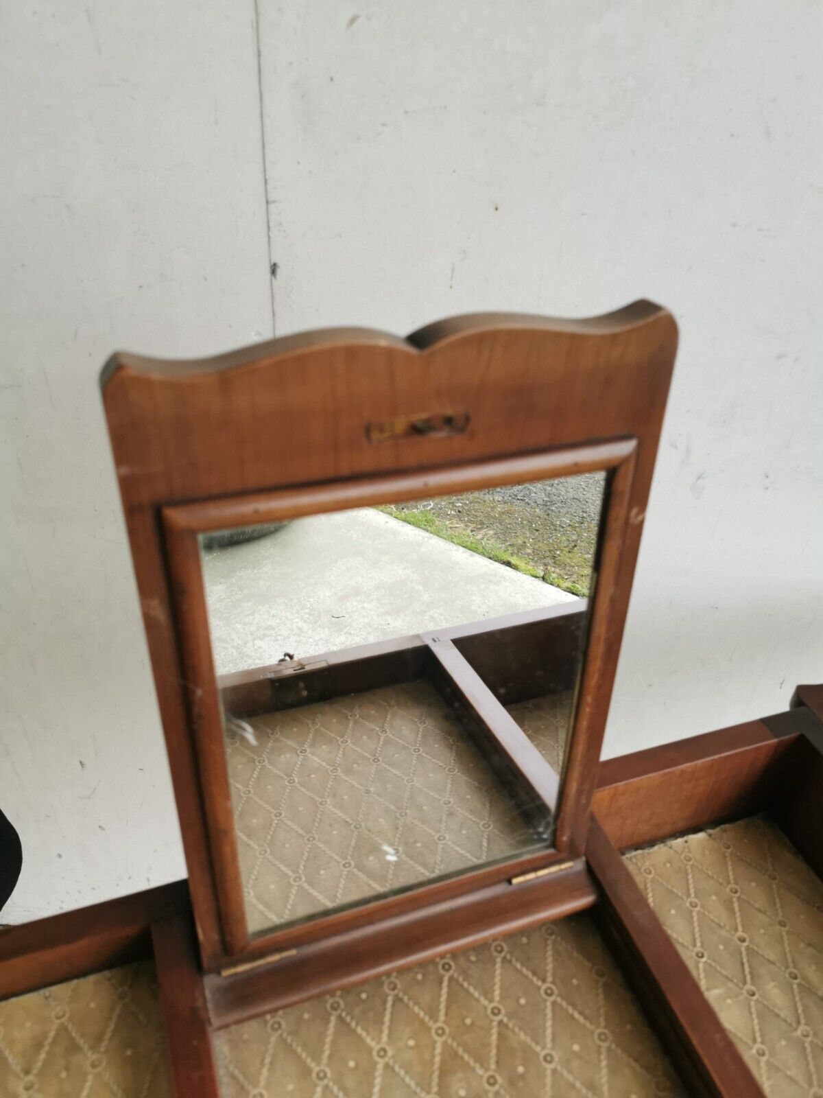 Dressing table mid-xxth style louis xv wood inlaid