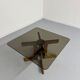 Vintage coffee table in wood and smoked glass, Scandinavian design, 70s