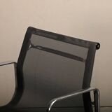 Multiple Eames Aluminum Group EA108 Dining Chairs Charcoal Netweave Mesh, Vitra