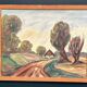 Original Mid Century Swedish Oil On Panel – “Path” By J.A. – Vintage & Framed – 74 × 60 Cm