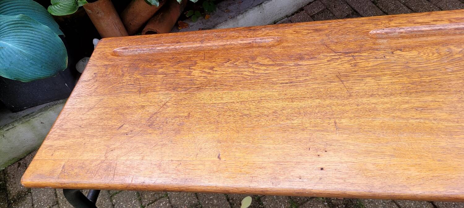 Table d'écolier vintage bois et métal