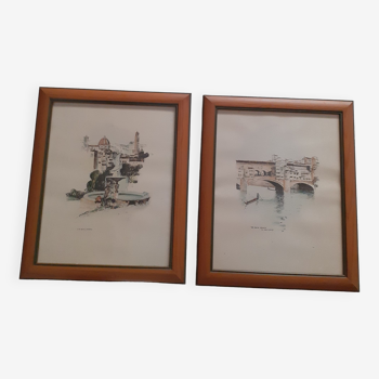 Duo of drawings Florence Italy