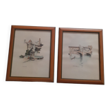 Duo of drawings Florence Italy